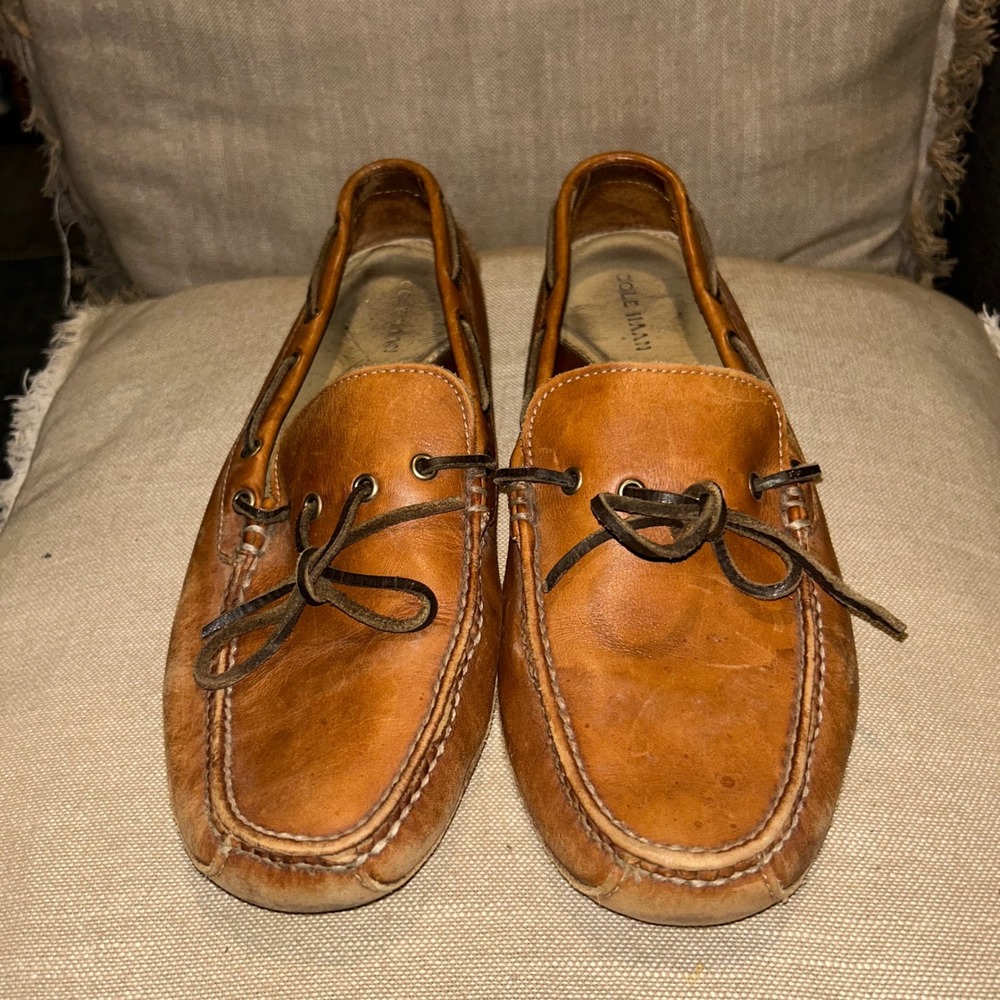 Cole Haan Mens 11 Brown Leather Driving Moccasins Boat Shoes Loafers Preppy